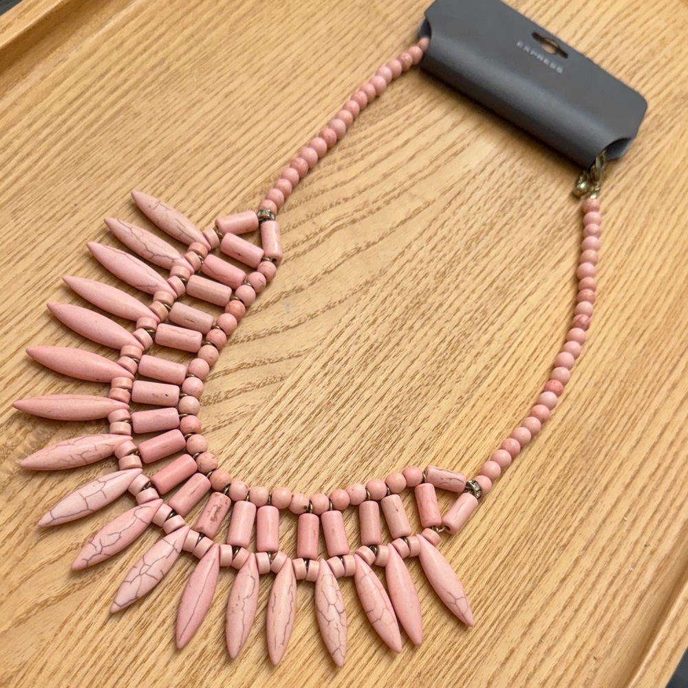 Express Pink Spike Beaded Necklace
